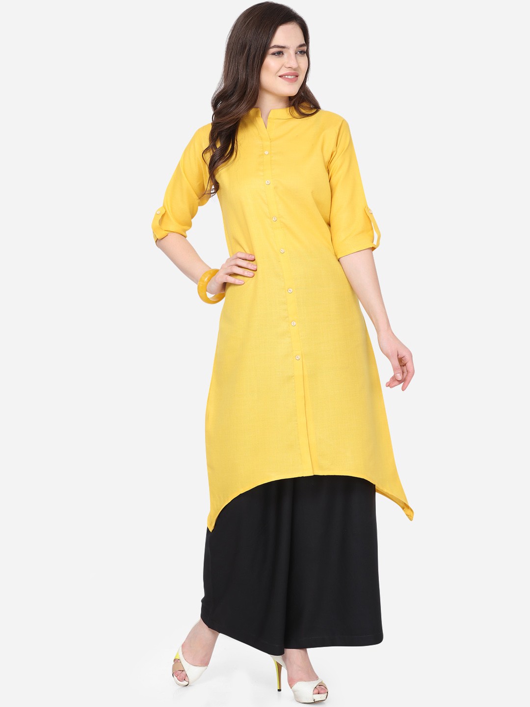 

Florence Women Yellow Solid Straight Kurta