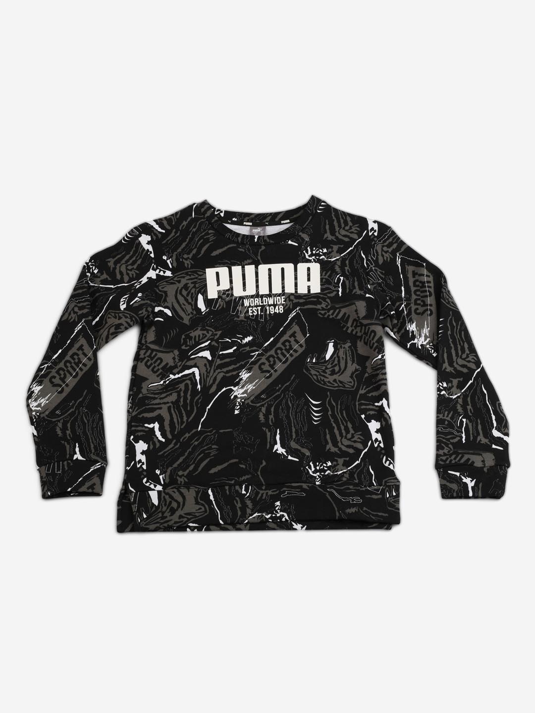 

Puma Boys Black & Grey Printed Alpha AOP Crew Sweatshirt
