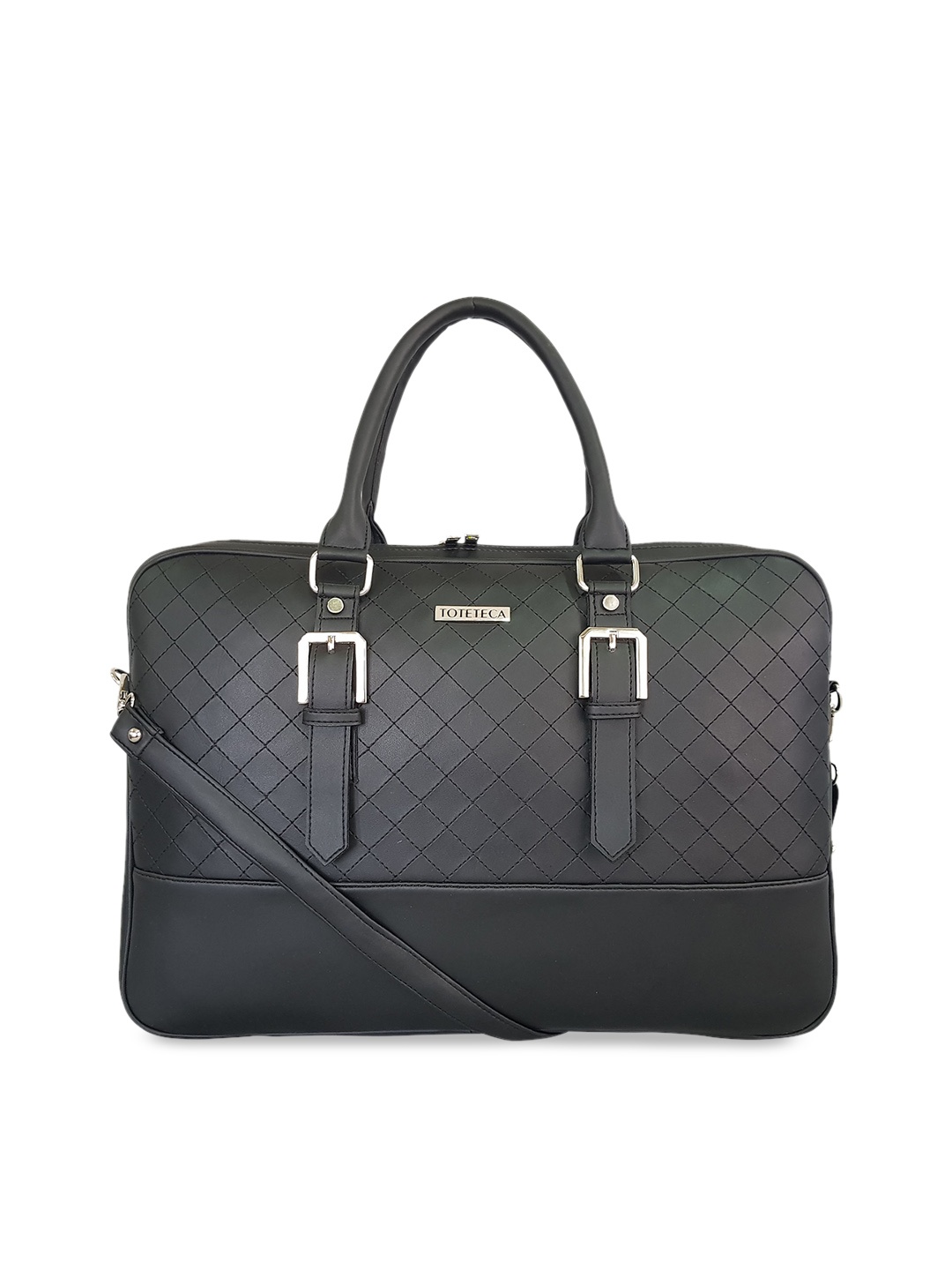 

Toteteca Women Black Quilted Laptop Bag