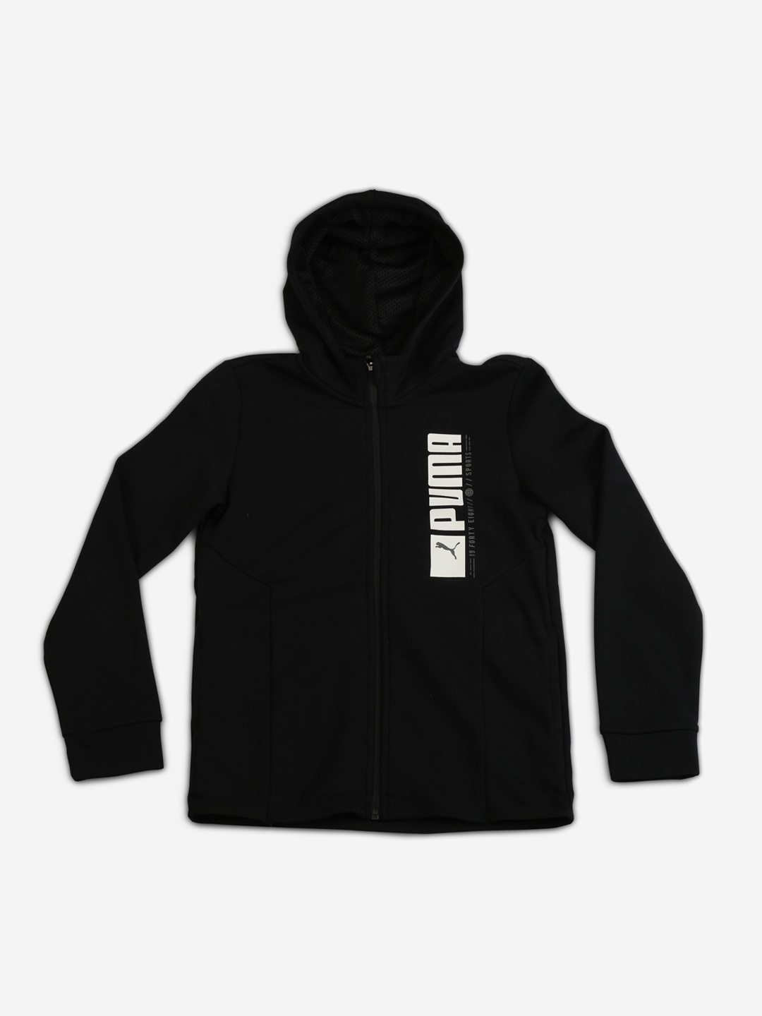 Puma Boys Black Printed Hooded Jacket TR B Sporty Jacket