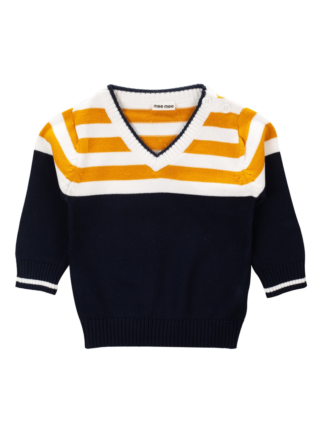 

MeeMee Boys Navy Blue & White Striped Pullover Sweater