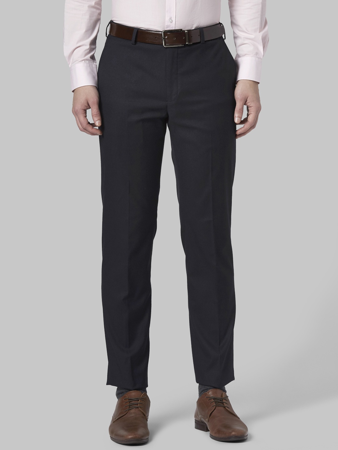 

Park Avenue Men Grey Regular Fit Solid Formal Trousers
