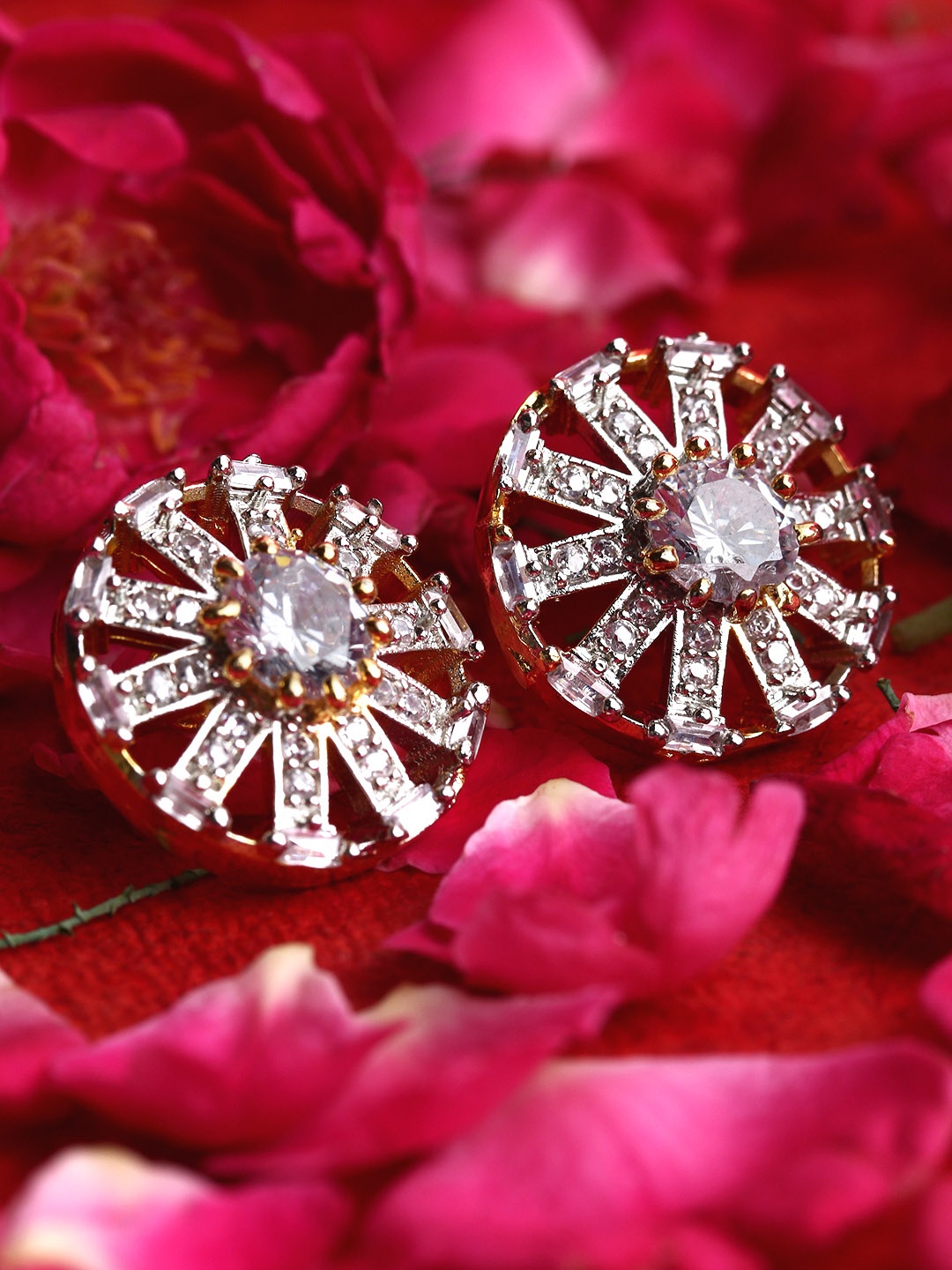 

Bhana Fashion Gold-Plated American Diamond Studded Circular Studs