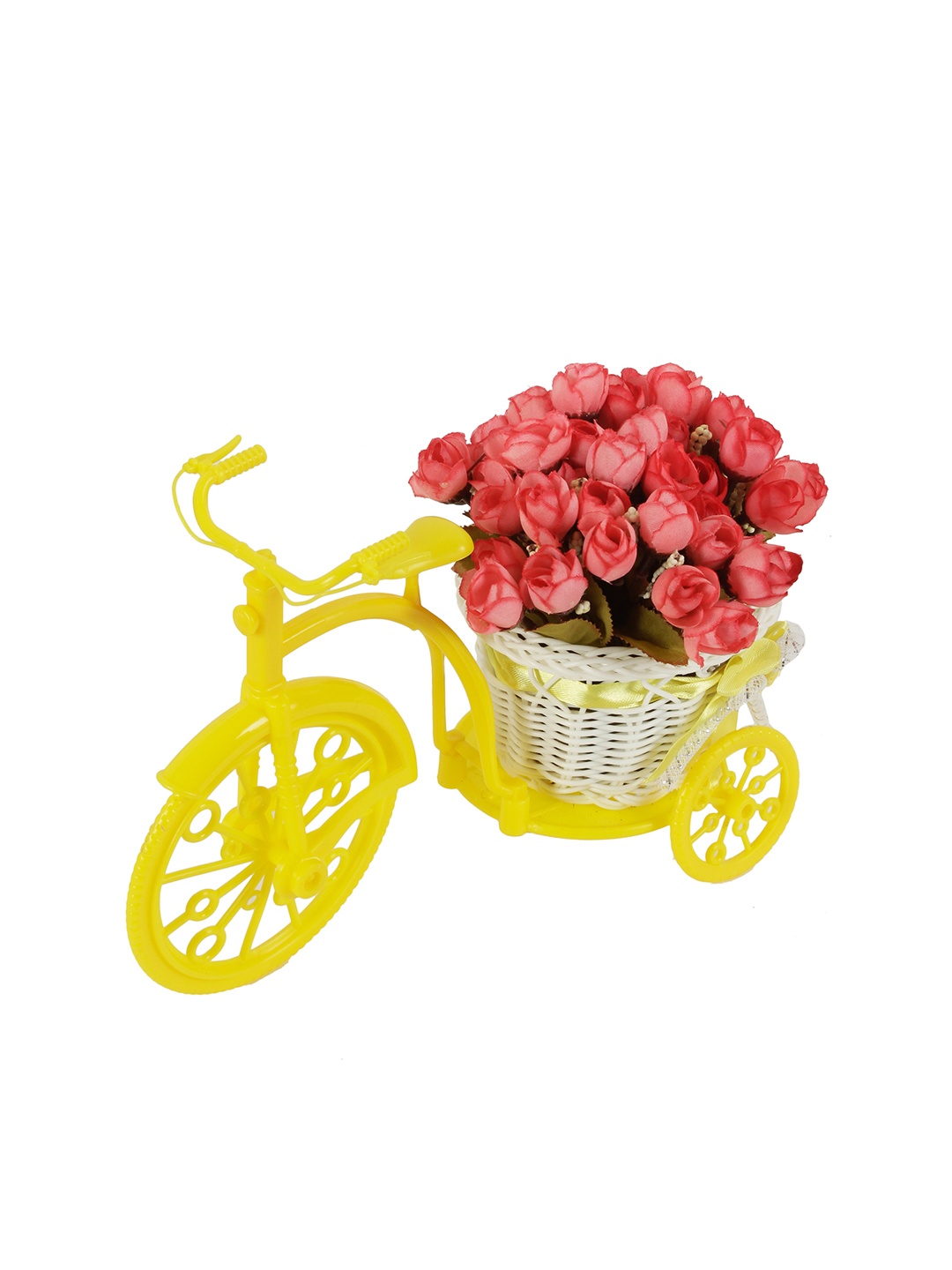

TIED RIBBONS Yellow & Pink Artificial Peonies With Cycle Pot