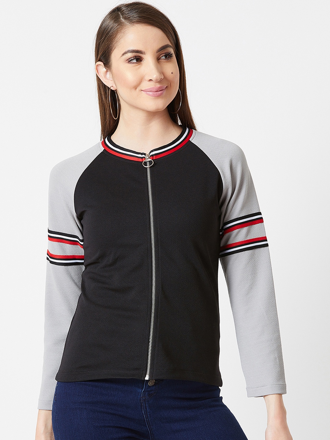 

Miss Chase Women Black Colourblocked Sporty Jacket