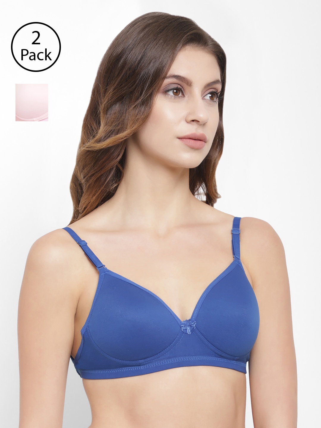 

Floret Pack Of 2 Solid Non-Wired Lightly Padded T-shirt Bra T3029, Pink