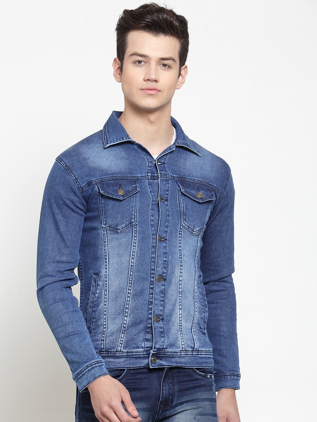 

Rodamo Men Blue Solid Denim Jacket