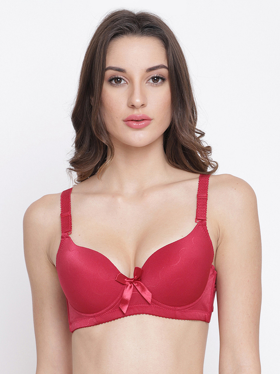 

PrettyCat Red Satin Finish Underwired Non Padded T-shirt Bra PC-BR-6003-RED-30B