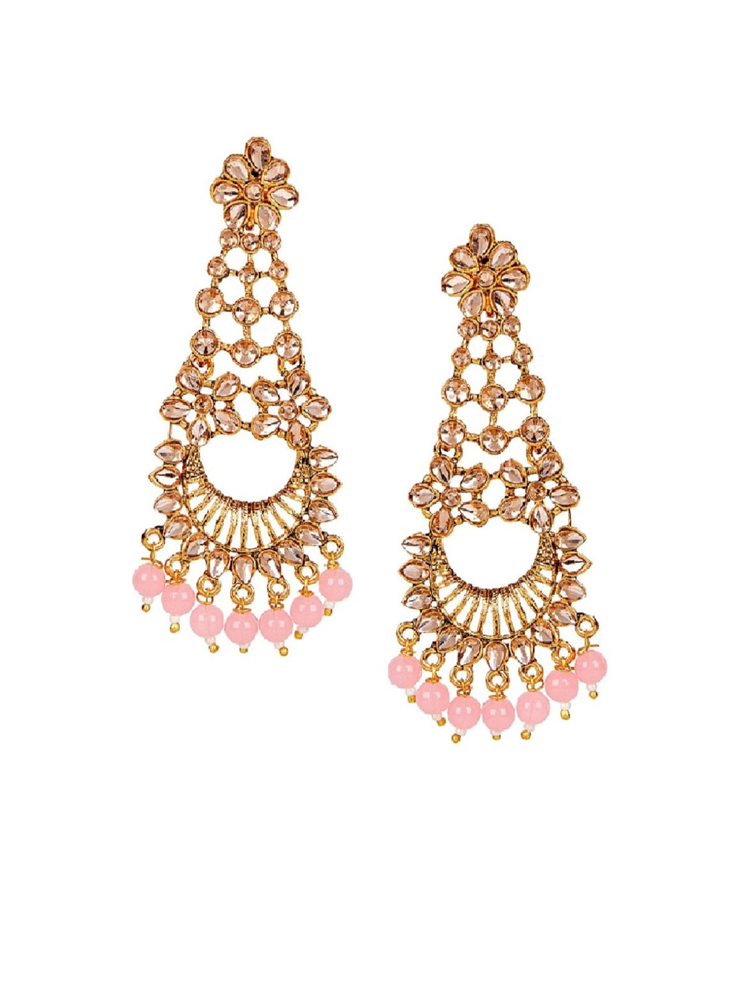 

ANIKAS CREATION Pink Gold-Plated Classic Drop Earrings