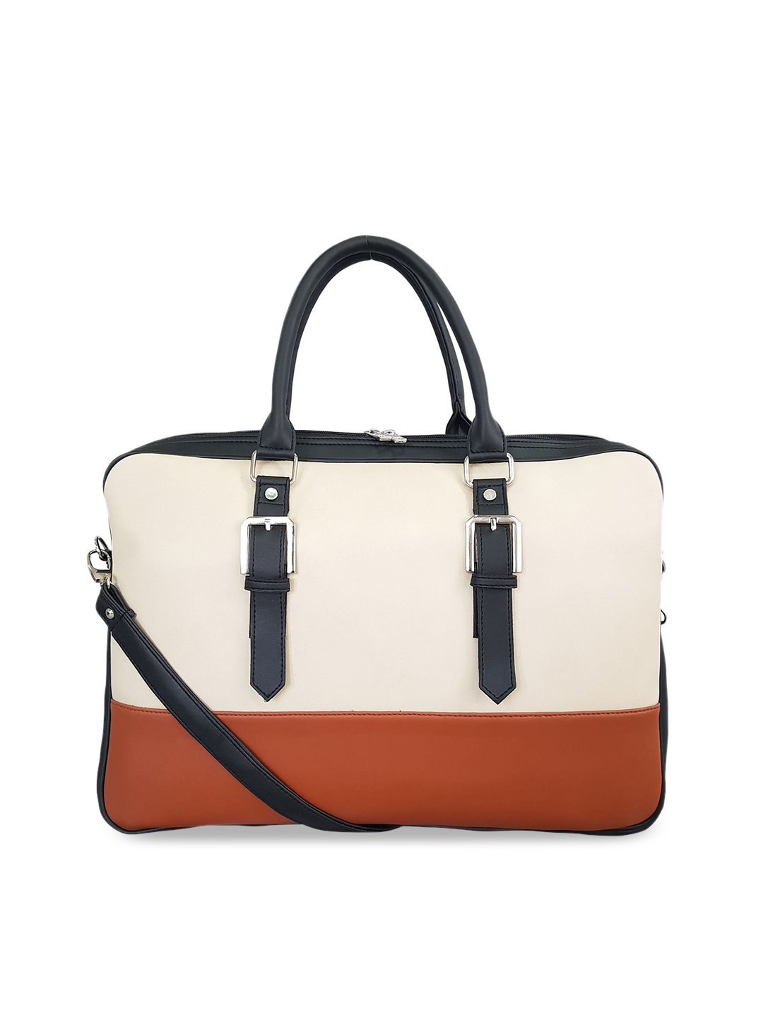 

Toteteca Women Off-White & Black Colourblocked Laptop Bag
