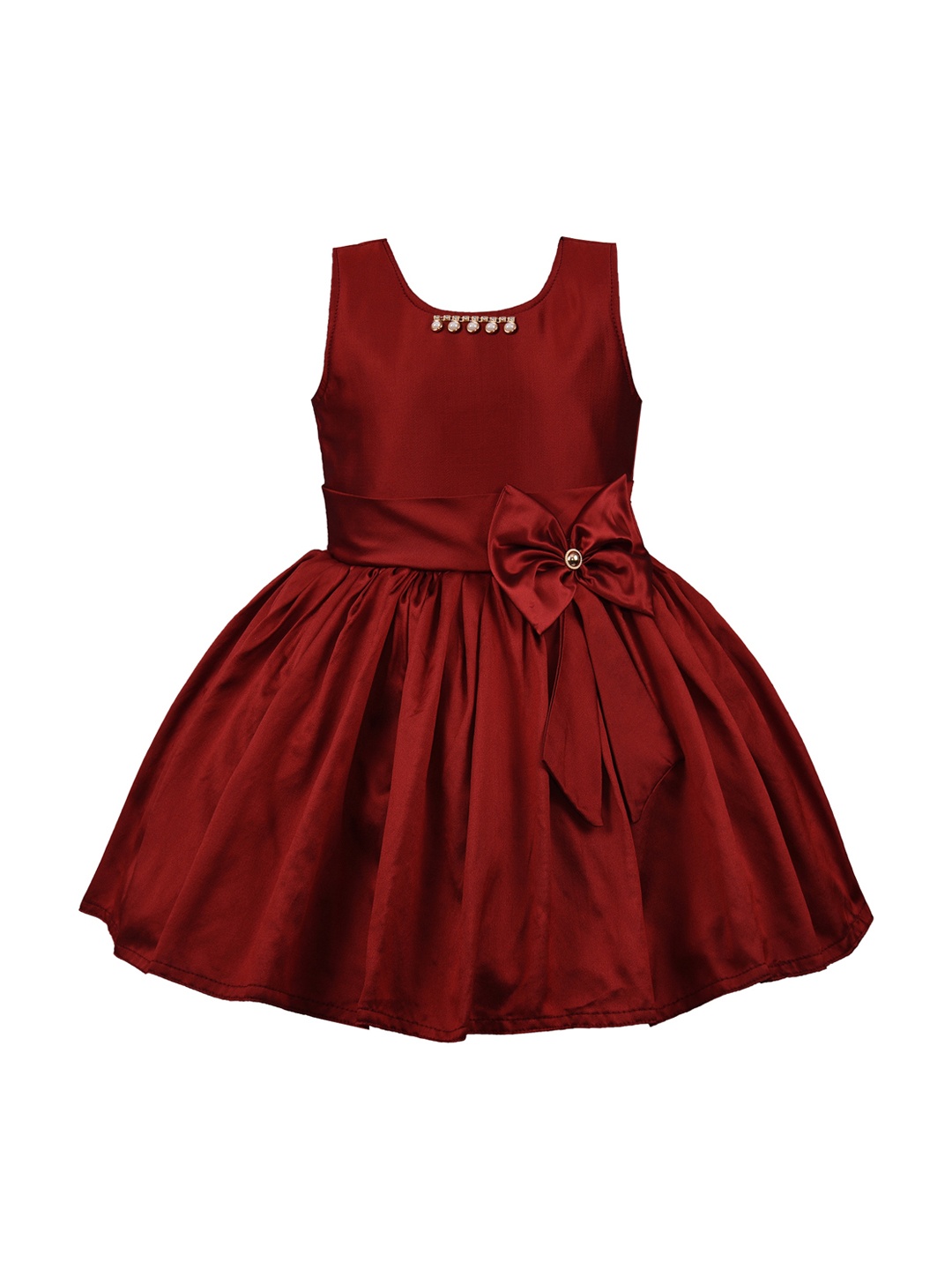 

Wish Karo Girls Maroon Embellished Fit and Flare Dress