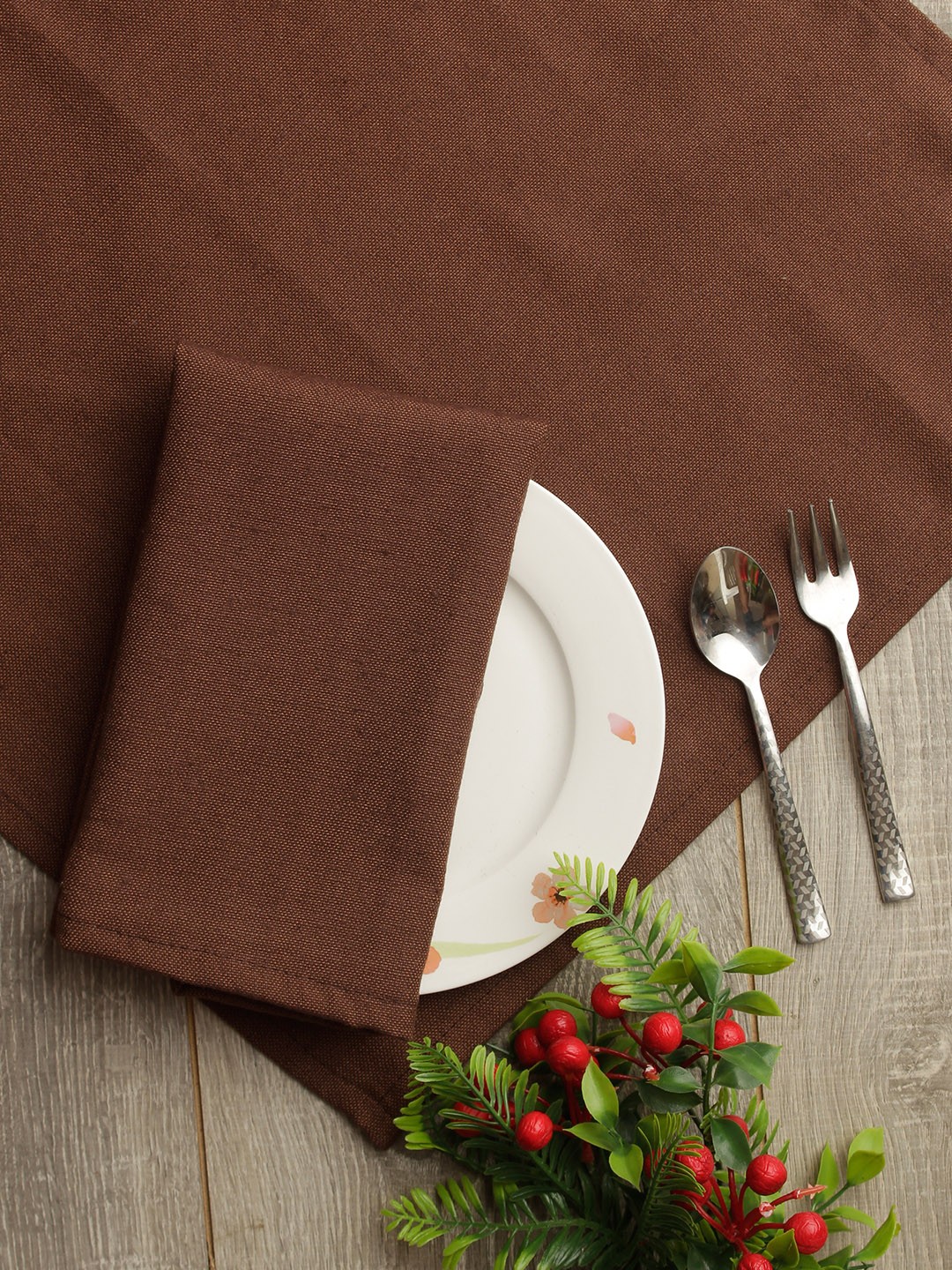 

Soumya Set of 6 Brown Solid Pure Cotton Table Napkins
