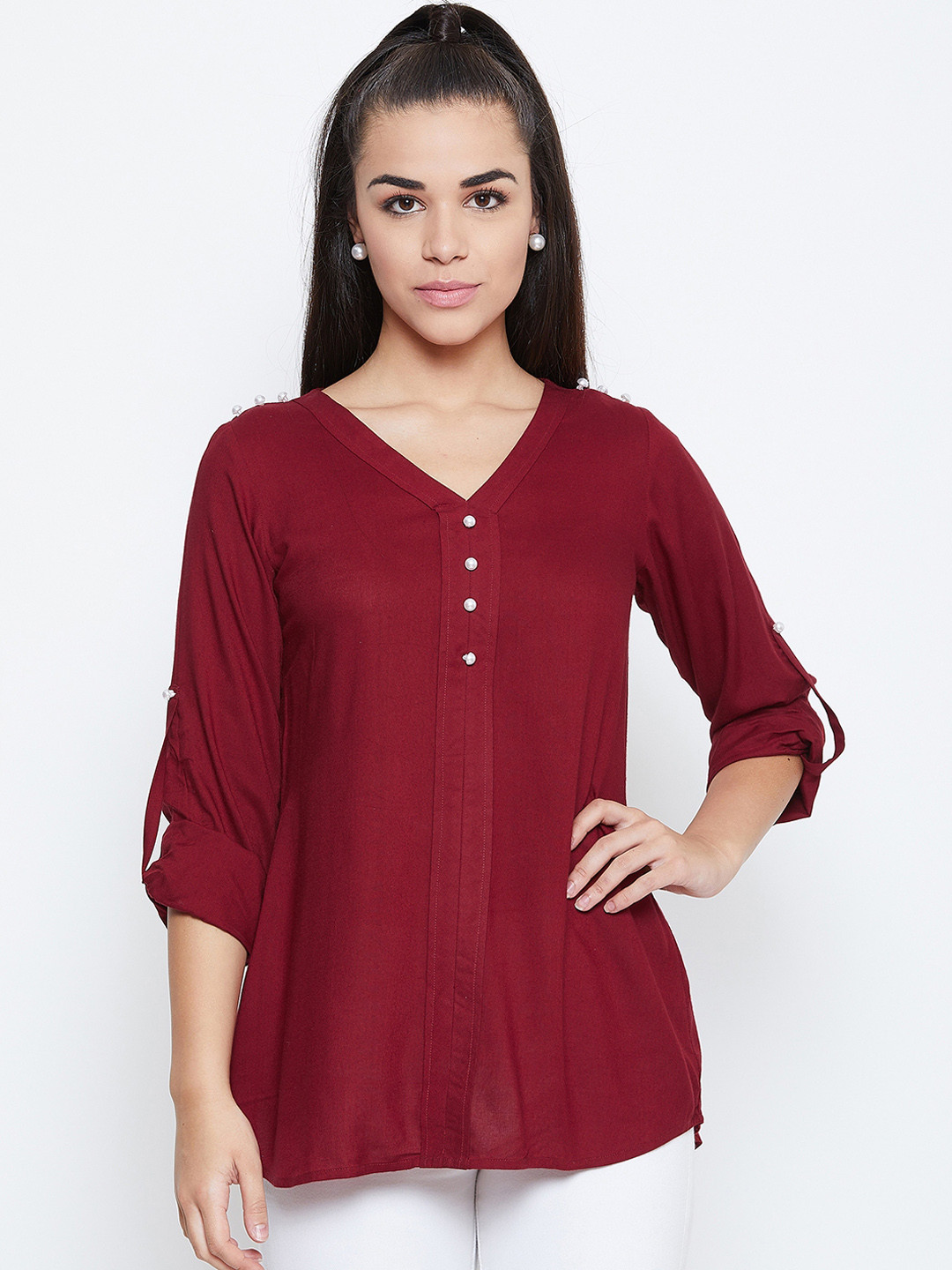 

Toshee Women Maroon Solid Top
