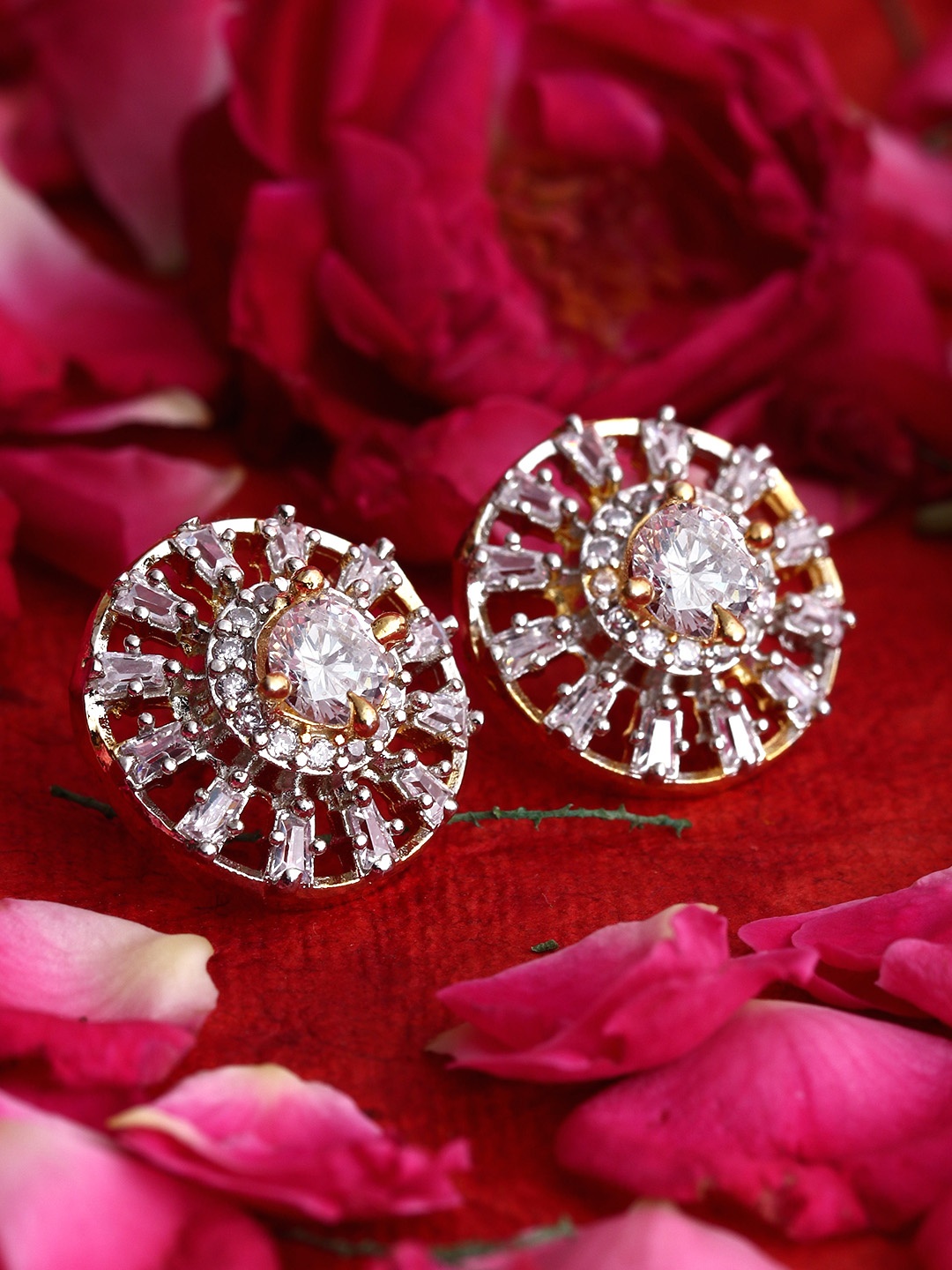 

Bhana Fashion Gold-Plated American Diamond Studded Circular Studs