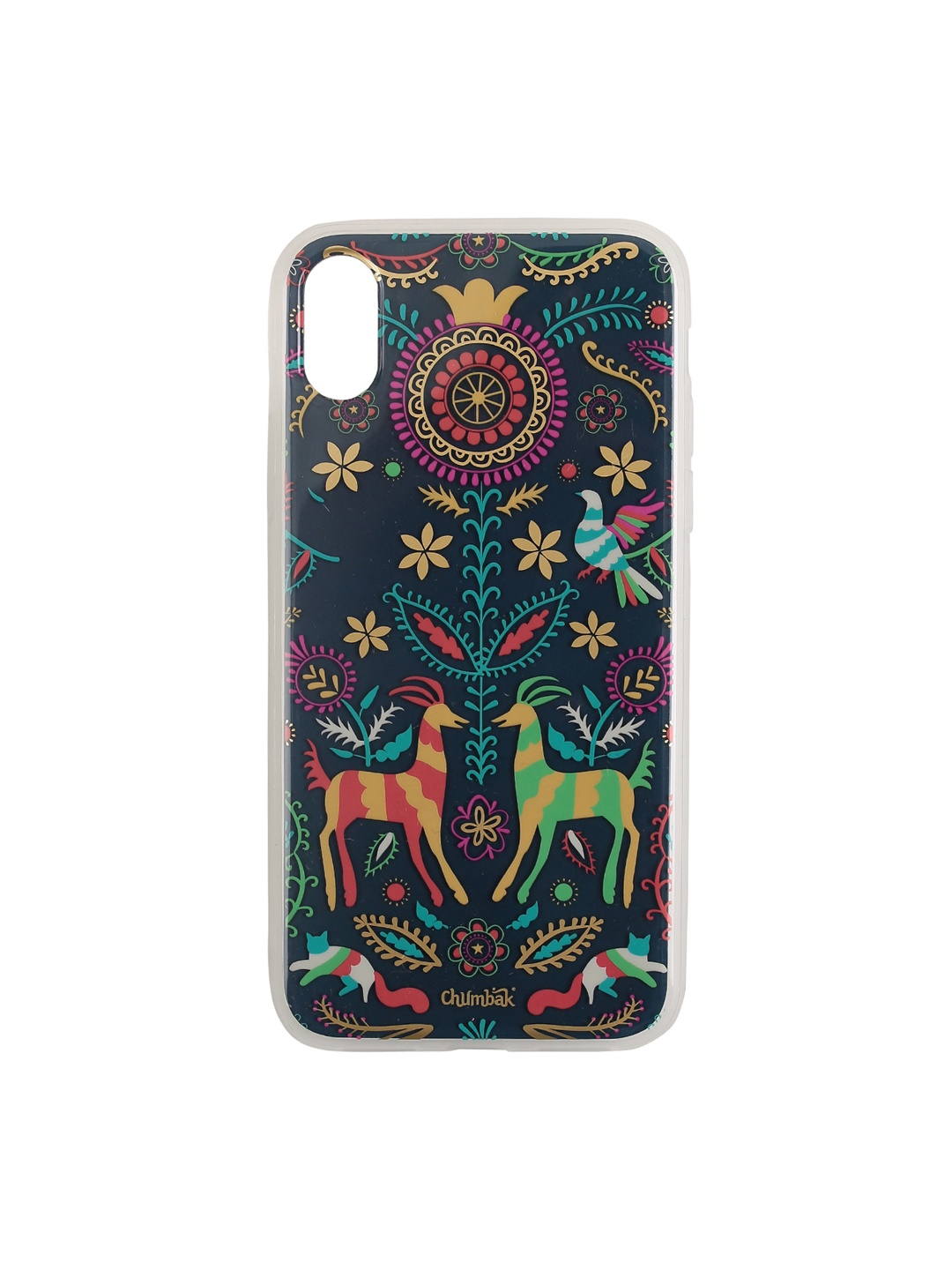 

Chumbak Navy Blue & Yellow Printed iPhone X Mobile Case Cover