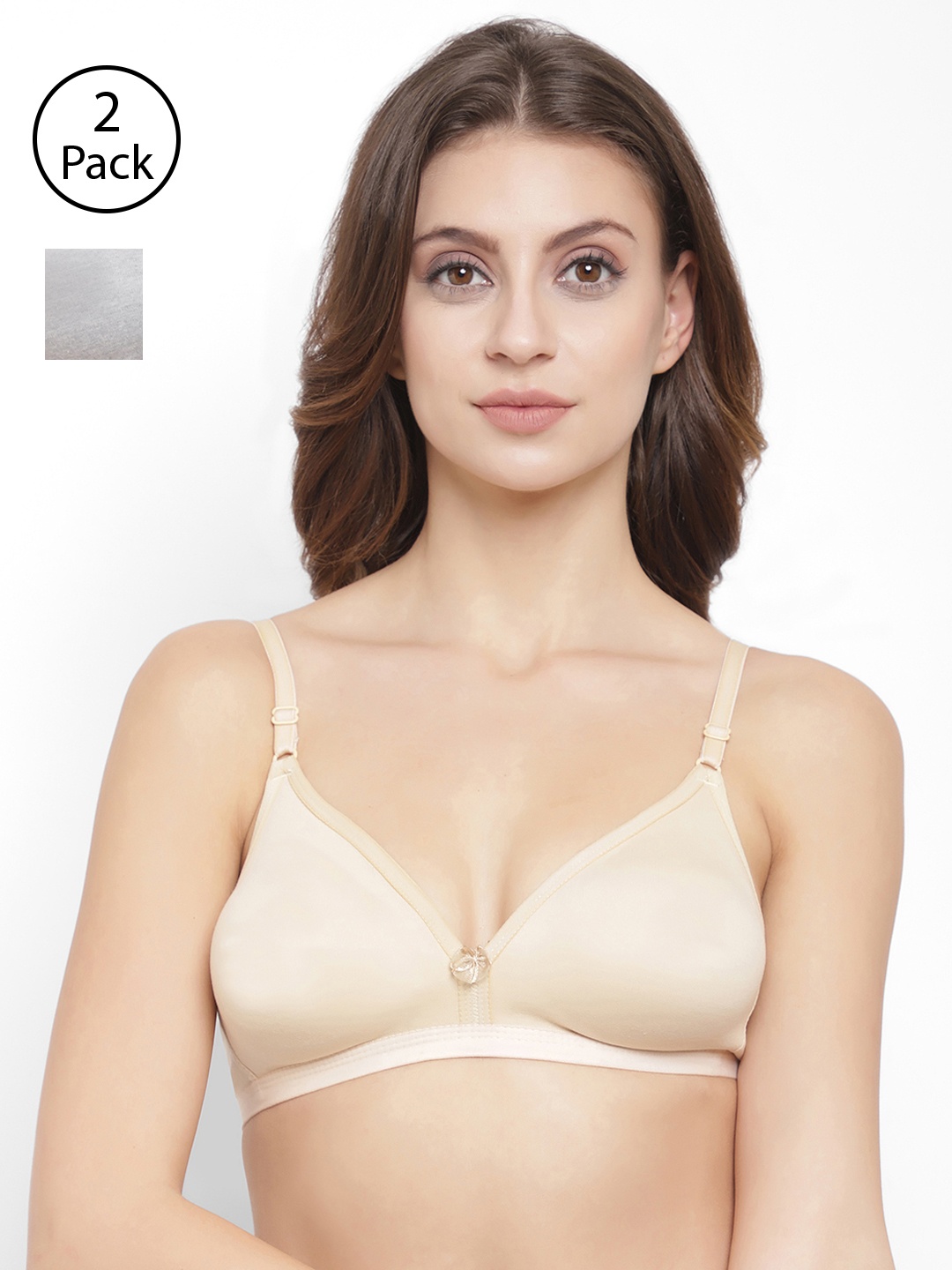 

Floret Pack of 2 Solid Non-Wired Lightly Padded T-shirt Bras T3058, Nude