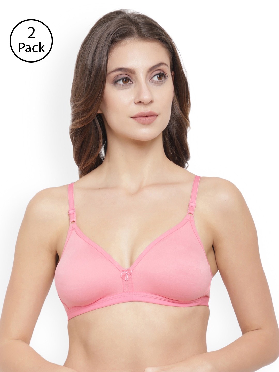 

Floret Pack Of 2 Solid Non-Wired Non Padded T-shirt Bras T3058, Pink