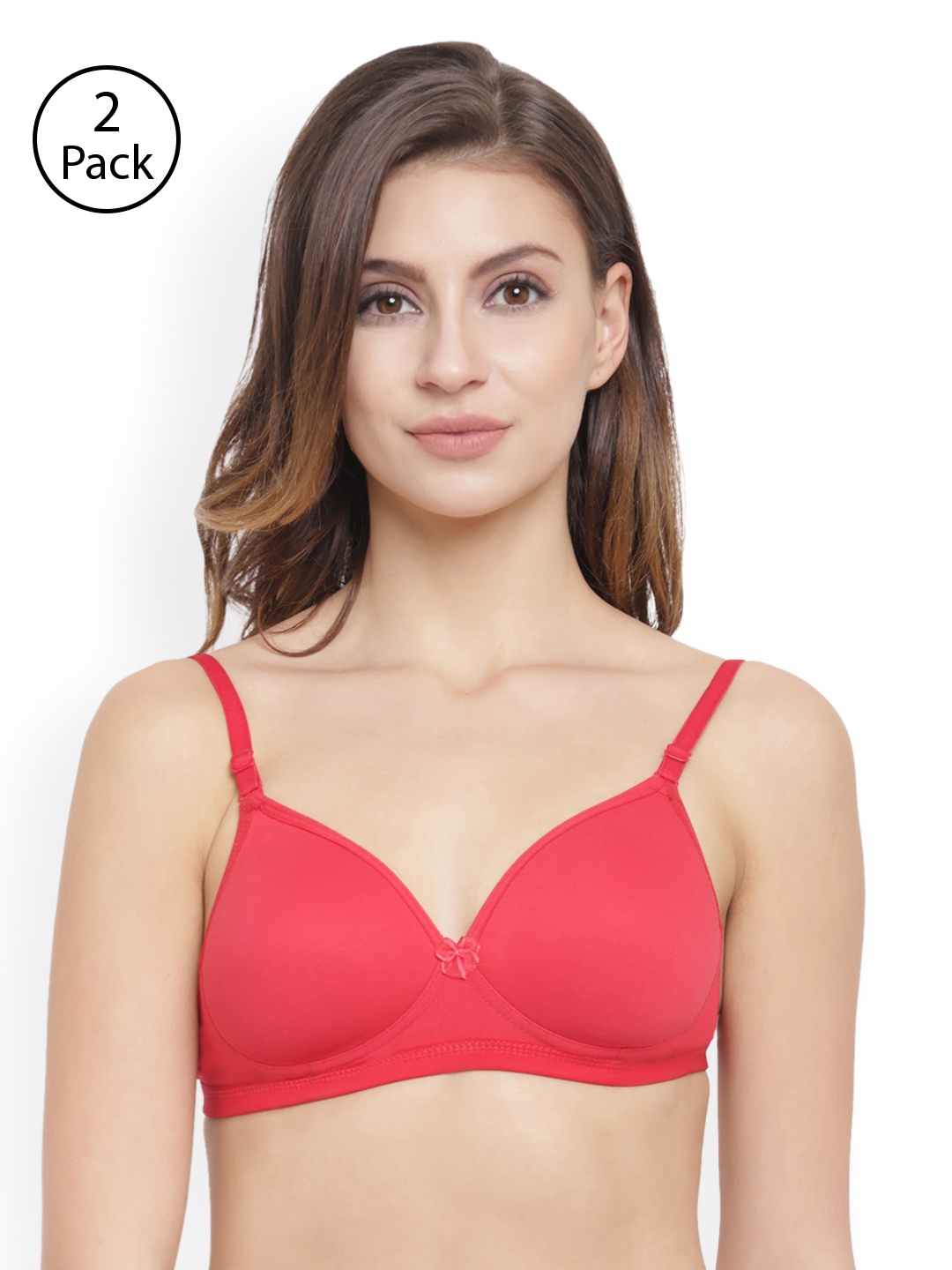 

Floret Pack Of 2 Red Solid Non-Wired Lightly Padded T-shirt Bras T3029