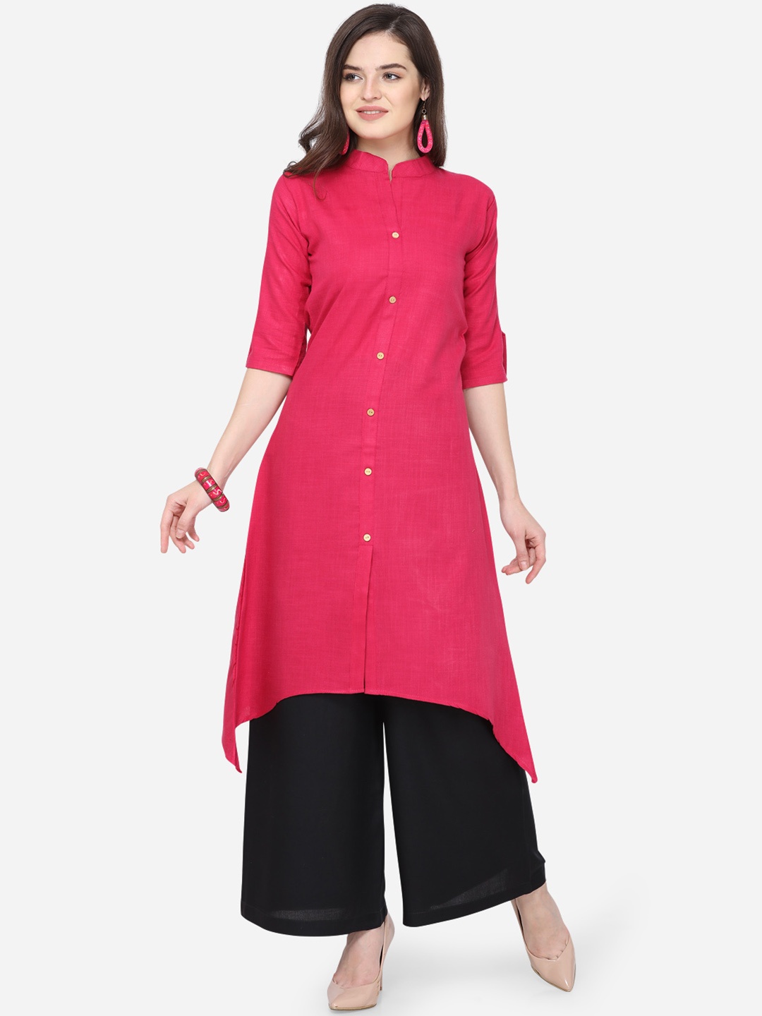 

Florence Women Pink Solid Asymmetric Kurta