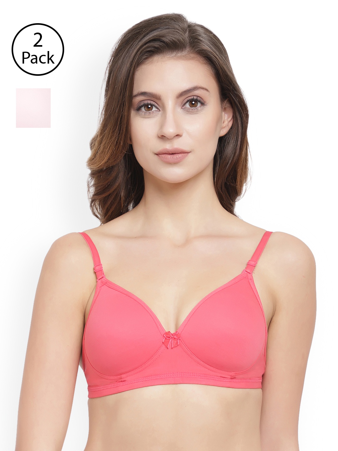 

Floret Pack of 2 Solid Non-Wired Lightly Padded T-shirt Bras T3029, Pink