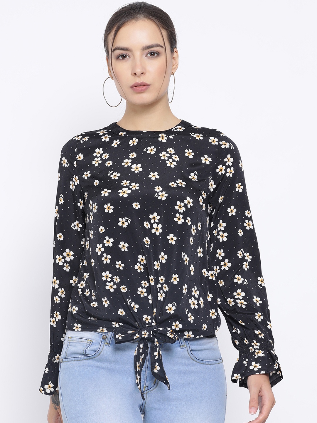 

Oxolloxo Women Black Floral Print Top