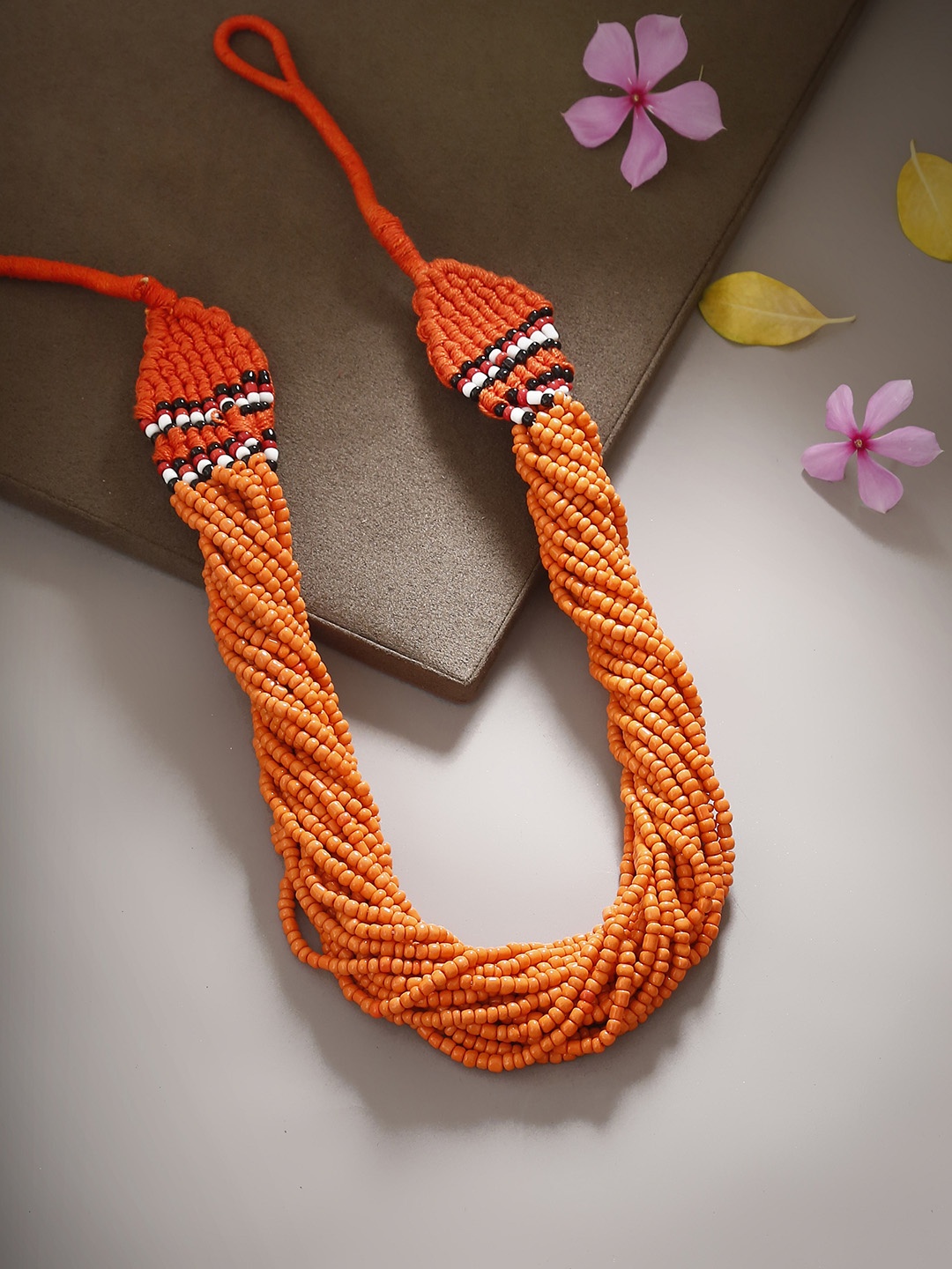 Bamboo Tree Jewels Orange Metal Handcrafted Necklace