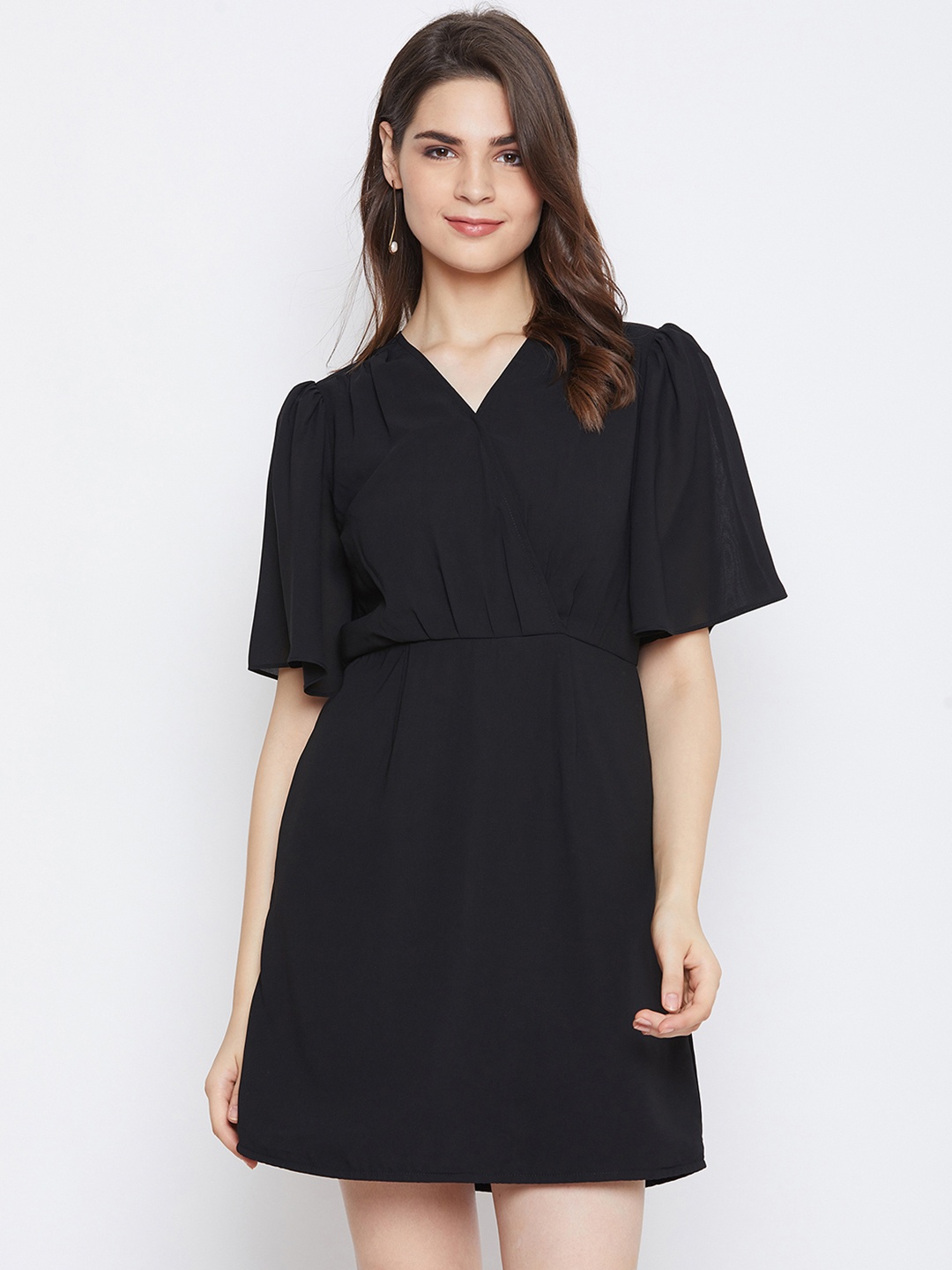 Imfashini Women Black Solid Fit and Flare Dress
