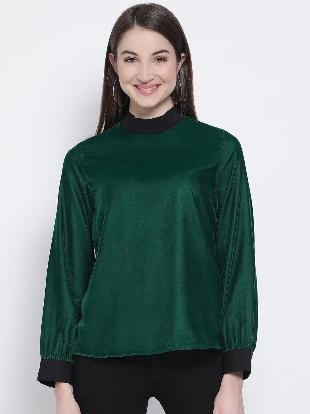 

Oxolloxo Women Green Solid A-Line Top