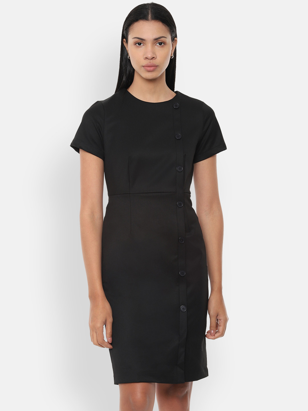 

Van Heusen Woman Black Solid Sheath Dress