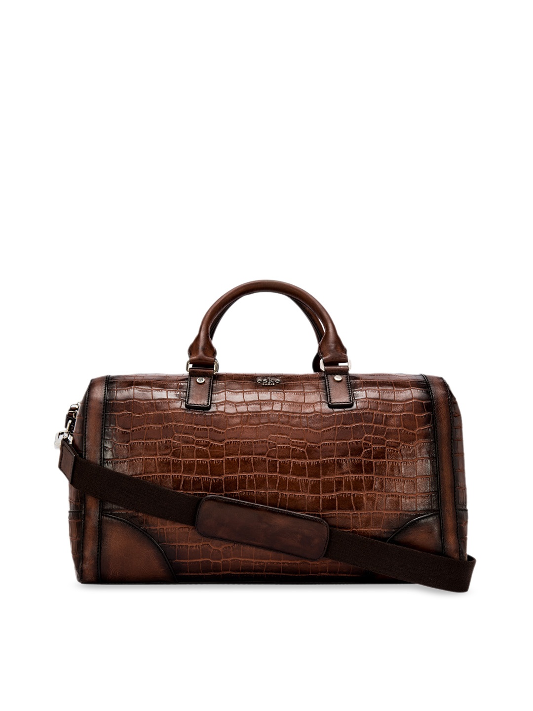 

Eske Tan Brown Solid Amedeo Leather Duffle Bag