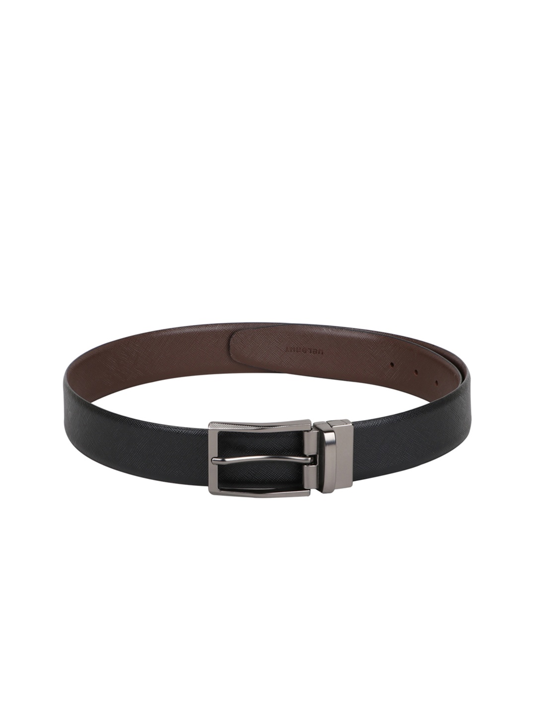 

WELBAWT Men Black & Brown Textured Reversible Belt