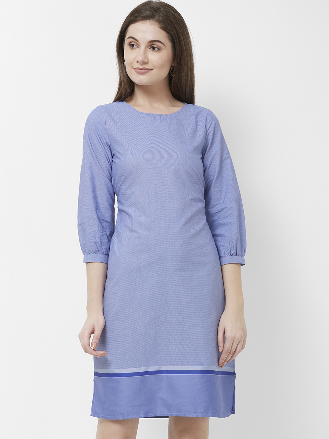 

109F Women Blue Striped Sheath Dress