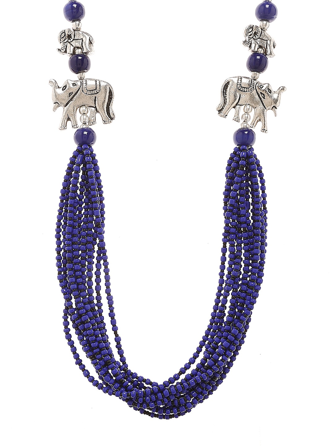 

Bamboo Tree Jewels Oxidized Blue & Silver-Toned Handcrafted Necklace