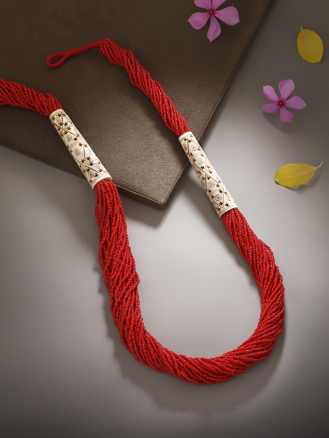 

Bamboo Tree Jewels Red Metal Handcrafted Necklace