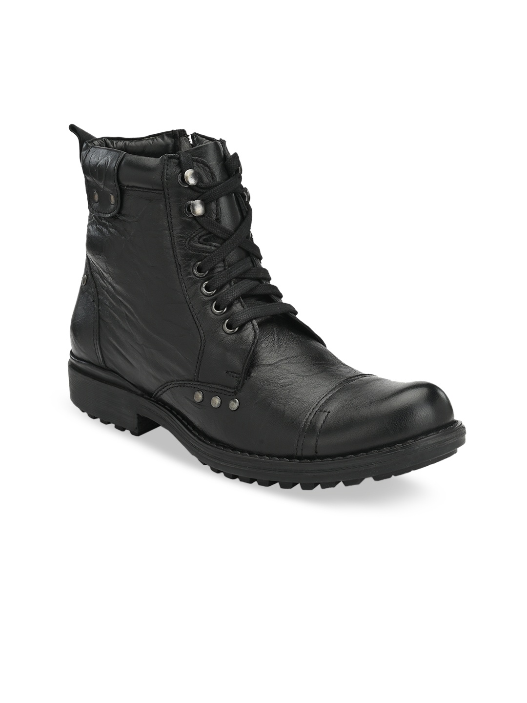 

Delize Men Black Leather Flat Boots