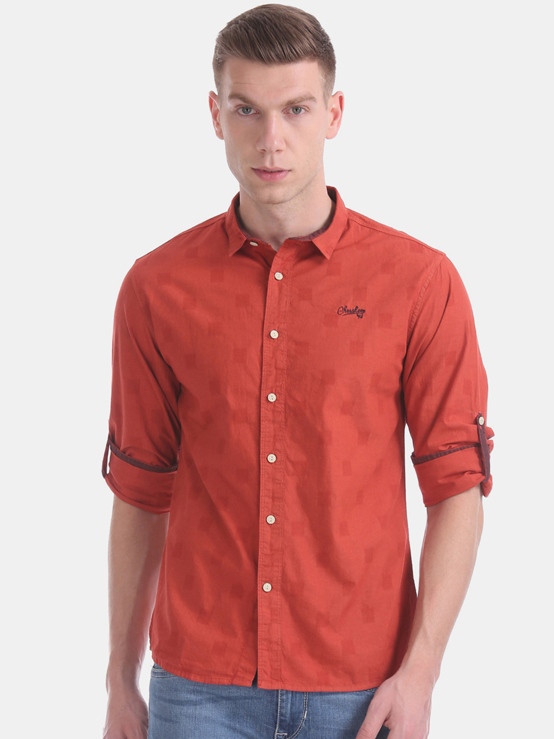 

Cherokee Men Orange Regular Fit Printed Casual Shirt
