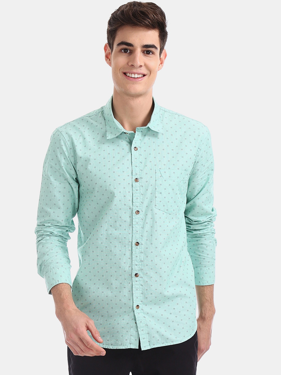 

Ruggers Men Green Regular Fit Printed Casual Shirt