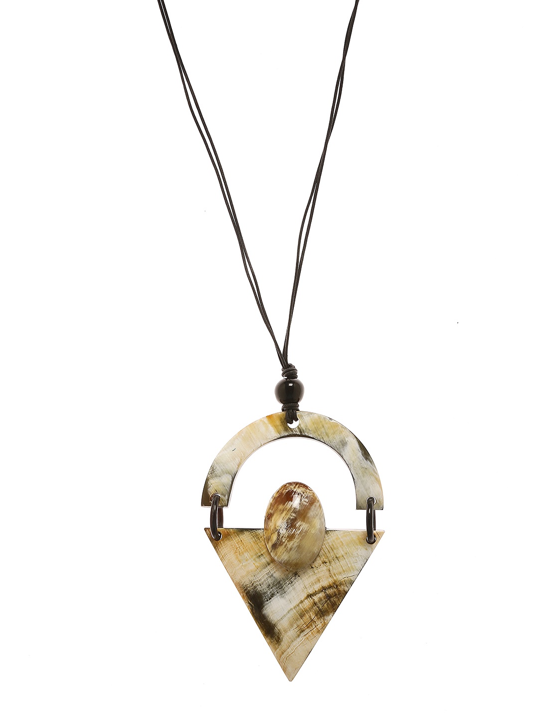 

Bamboo Tree Jewels Off-White & Brown Handcrafted Beaded Necklace
