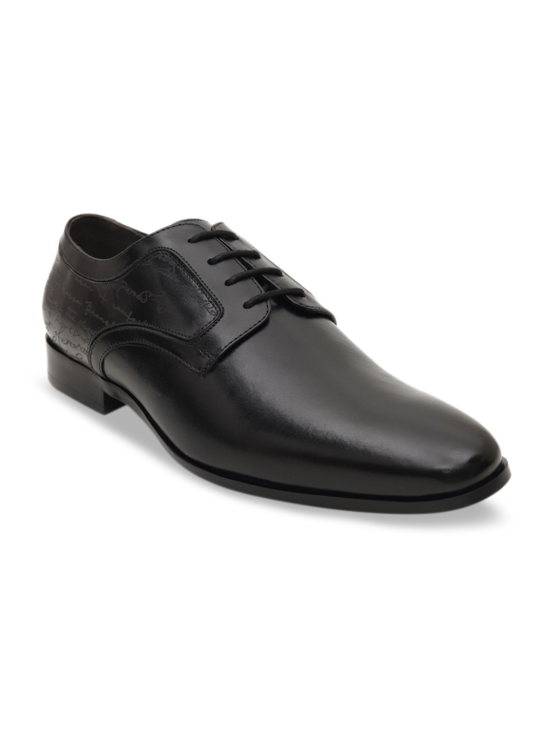 

ROSSO BRUNELLO Men Black Solid Leather Formal Derbys