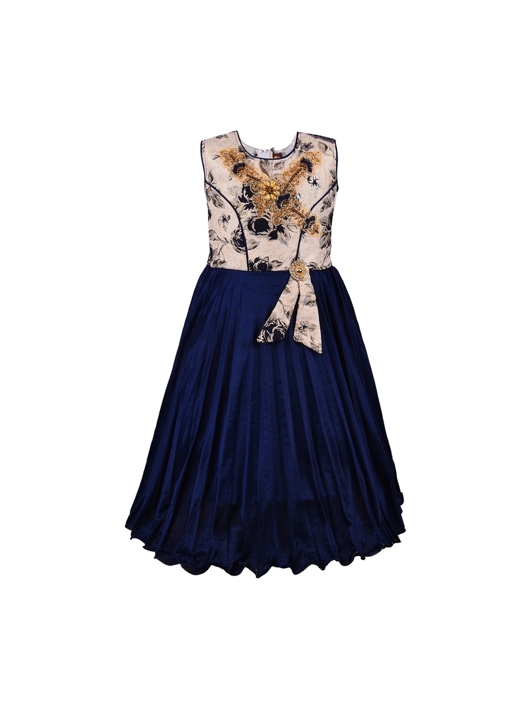 

Wish Karo Girls Navy Blue Printed Maxi Dress