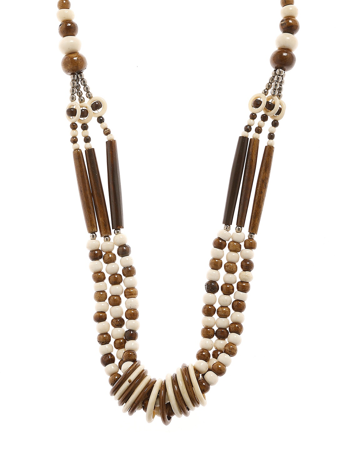 

Bamboo Tree Jewels Brown & White Handcrafted Beaded Necklace