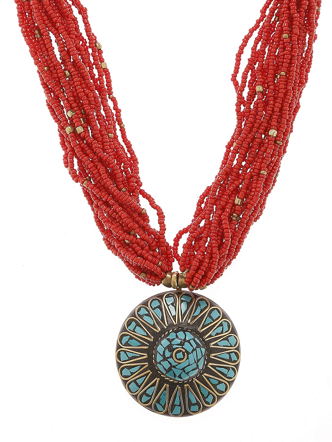 

Bamboo Tree Jewels Red Metal Handcrafted Necklace