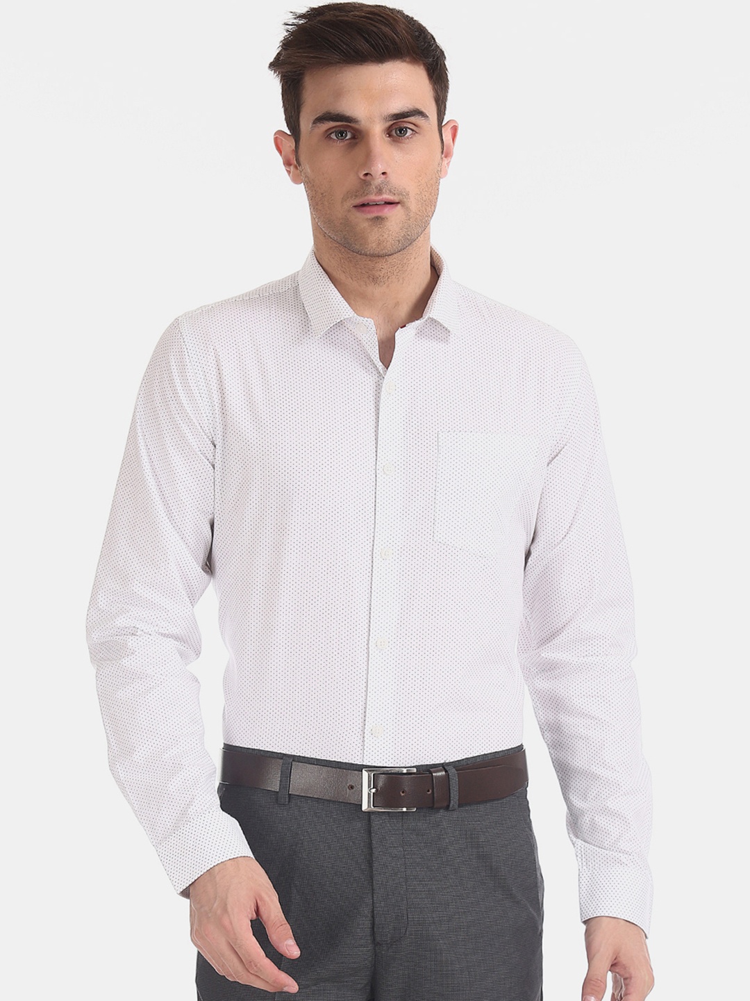 

Excalibur Men White Super Slim Fit Printed Formal Shirt