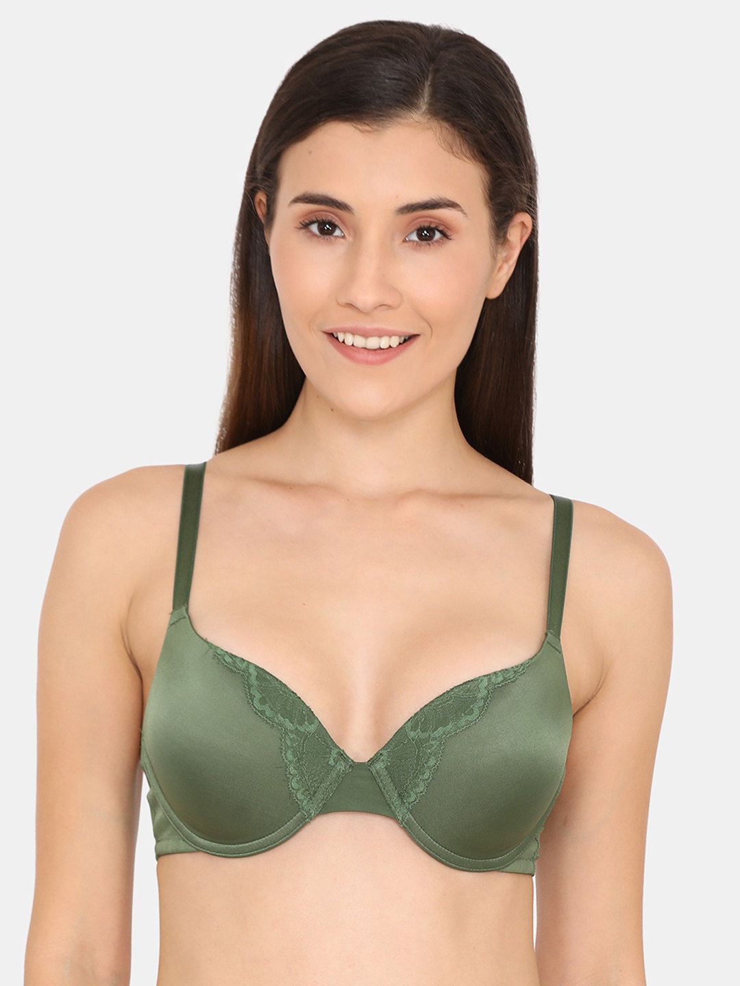 

Zivame Green Printed Underwired Lightly Padded T-shirt Bra ZI1824FASHHASRT