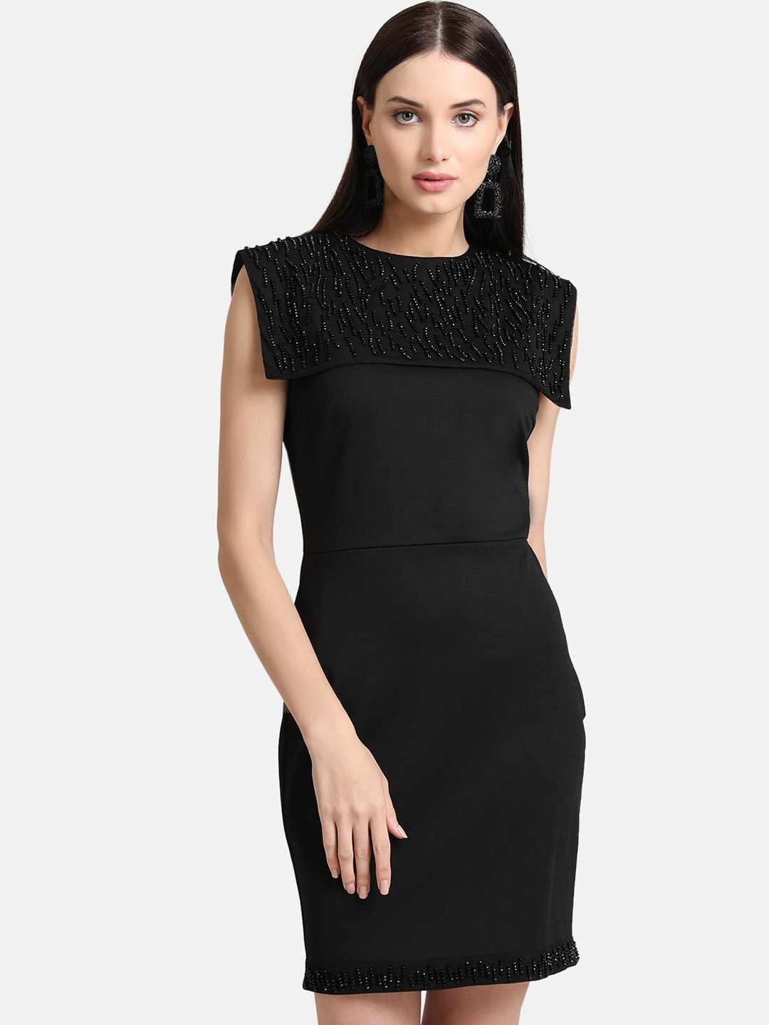 

Kazo Women Black Embellished Sheath Dress