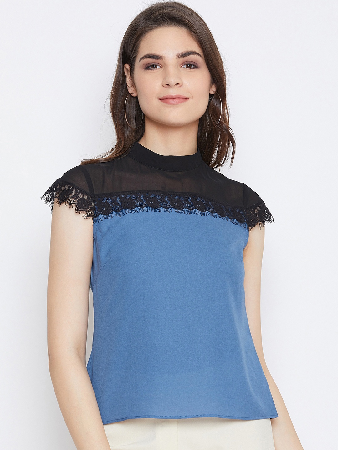 

Imfashini Women Blue Colourblocked Top