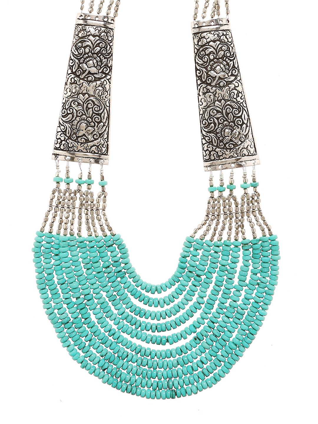 

Bamboo Tree Jewels Turquoise Blue Alloy Handcrafted Necklace
