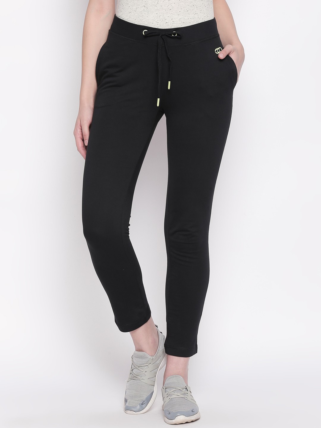 

Ajile by Pantaloons Women Black Solid Pure Cotton Track Pants