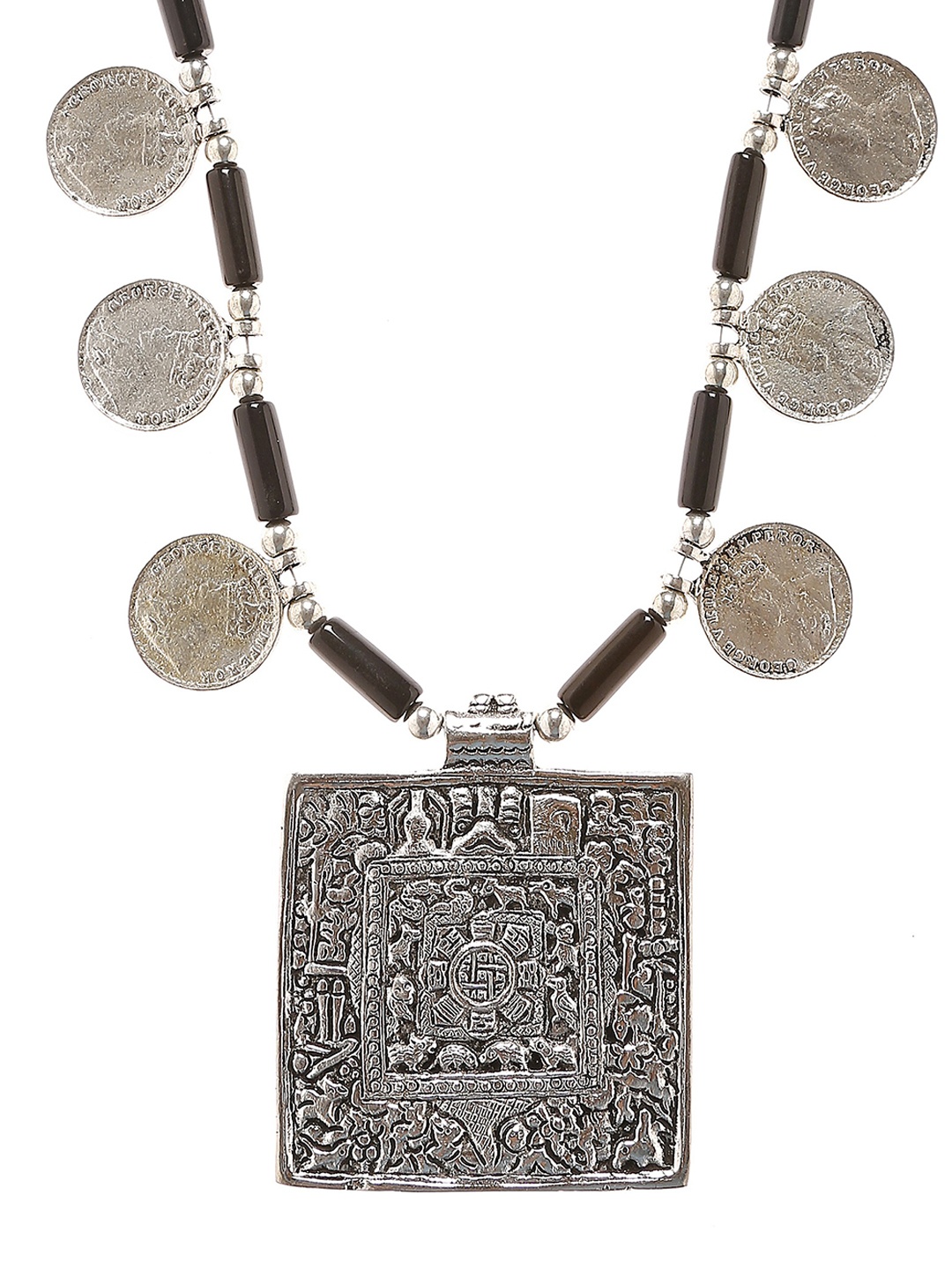 

Bamboo Tree Jewels Oxidized Silver-Toned Handcrafted Necklace