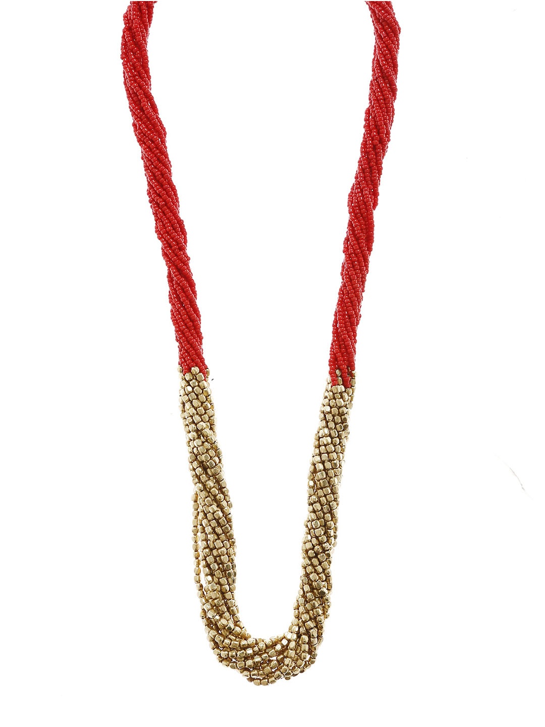 

Bamboo Tree Jewels Red & Gold-Toned Metal Handcrafted Necklace